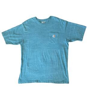 CARHARTT Men's 2XL Workwear Heavyweight Pocket T-Shirt Blue Spruce Snow Heather